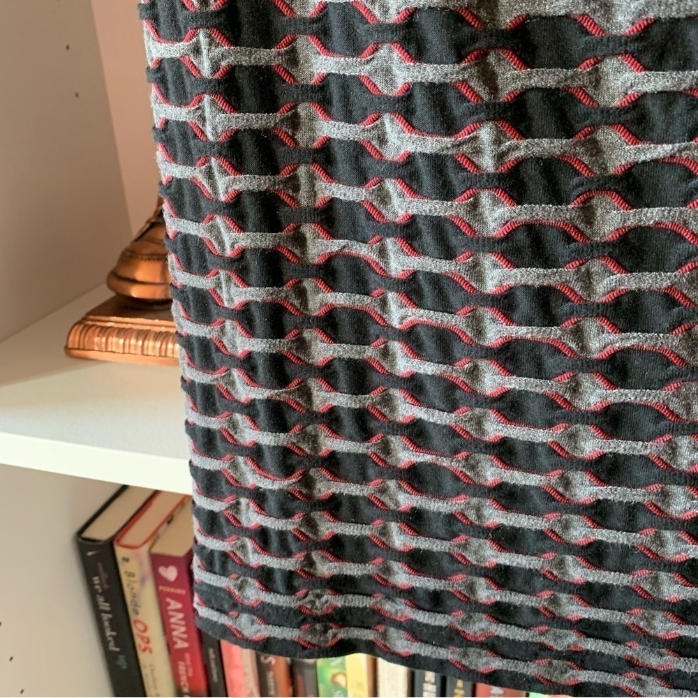 Max Studio Black, Red, And Gray Patterned Skirt S… - image 2